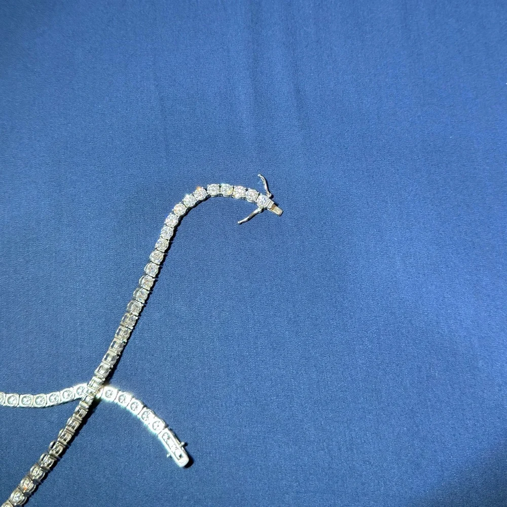 Moissanite Flawless Tennis Chain Necklace 20 Inch 5mm Stone Silver Plated
